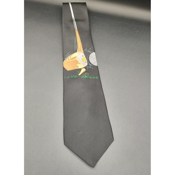 Vicky Davis Other - Vicky Davis‎ New York The Drive Golf Graphic Silk Necktie Mens Black USA Made